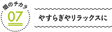 畑のチカラ07　やすらぎやリラックスに